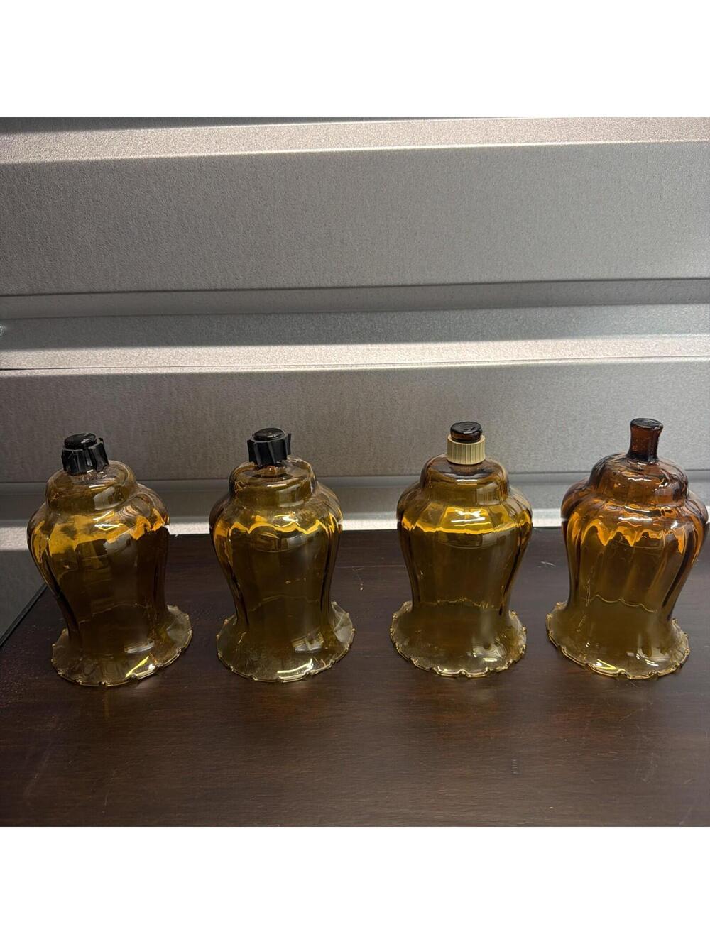 4 HOMCO 1195-1 Amber Classique Crimped Edge PEG Votive Cup Candle Holders *